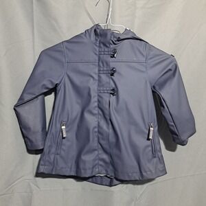Batela Youth  Sz 4‎ Sailor Navy Raincoat Fish Toggle Buttons Striped Lining